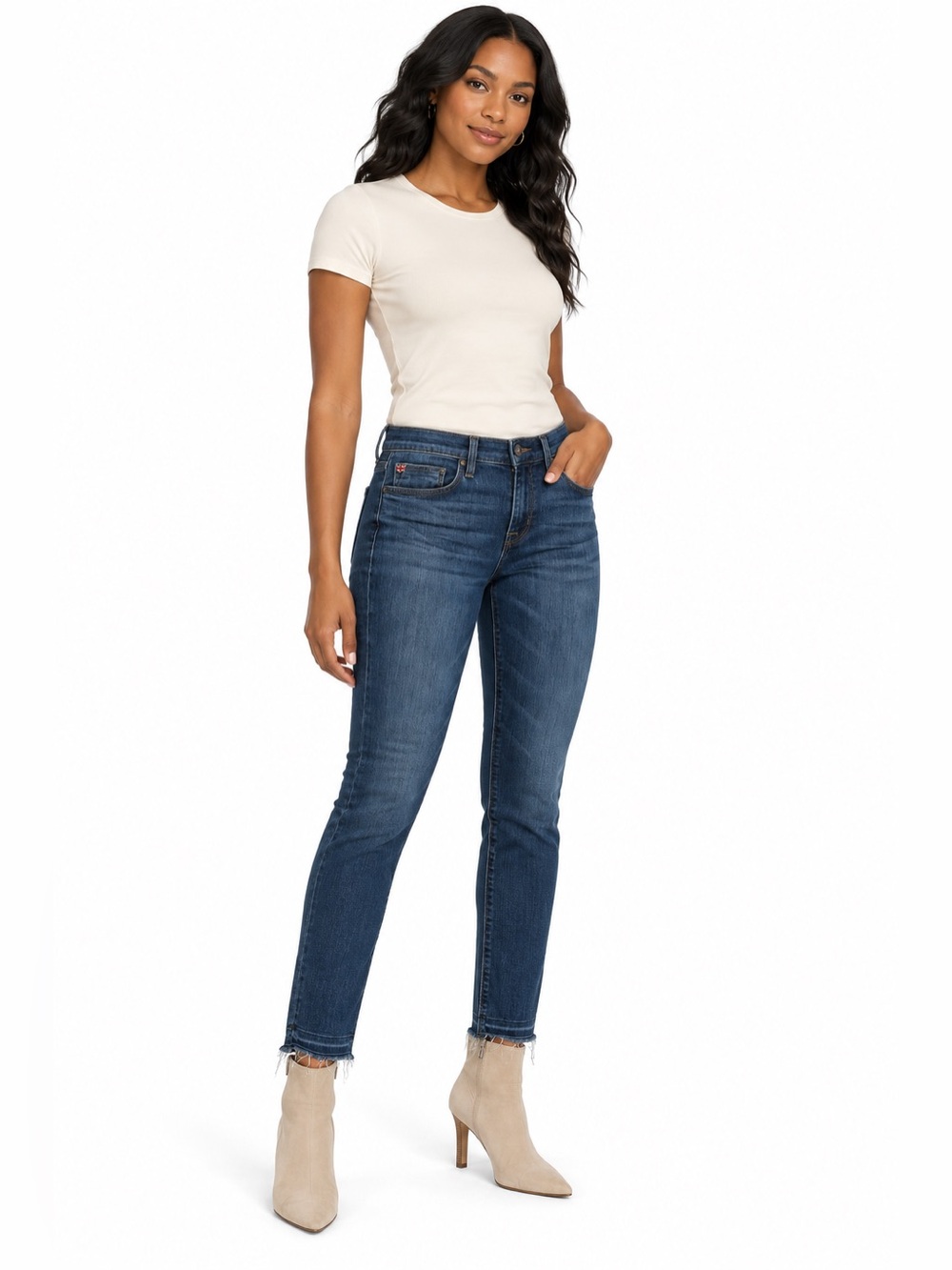 Hudson Jeans Dark Blue High-Rise Cropped Slim Jeans